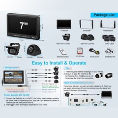 7″ Split Monitor DVR +AHD 1080P Rear View Backup Camera For Truck Bus Caravan RV