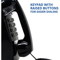 Single Line Classic 2554 Wall Phone with Loud Ringer and Handset Volume, Black –