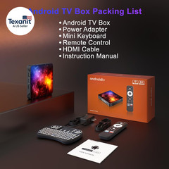 Android 14.0 TV Box 4GB RAM 64GB ROM, Support 4K Dual-Wifi 2.4G/5G Quad-Core Sma