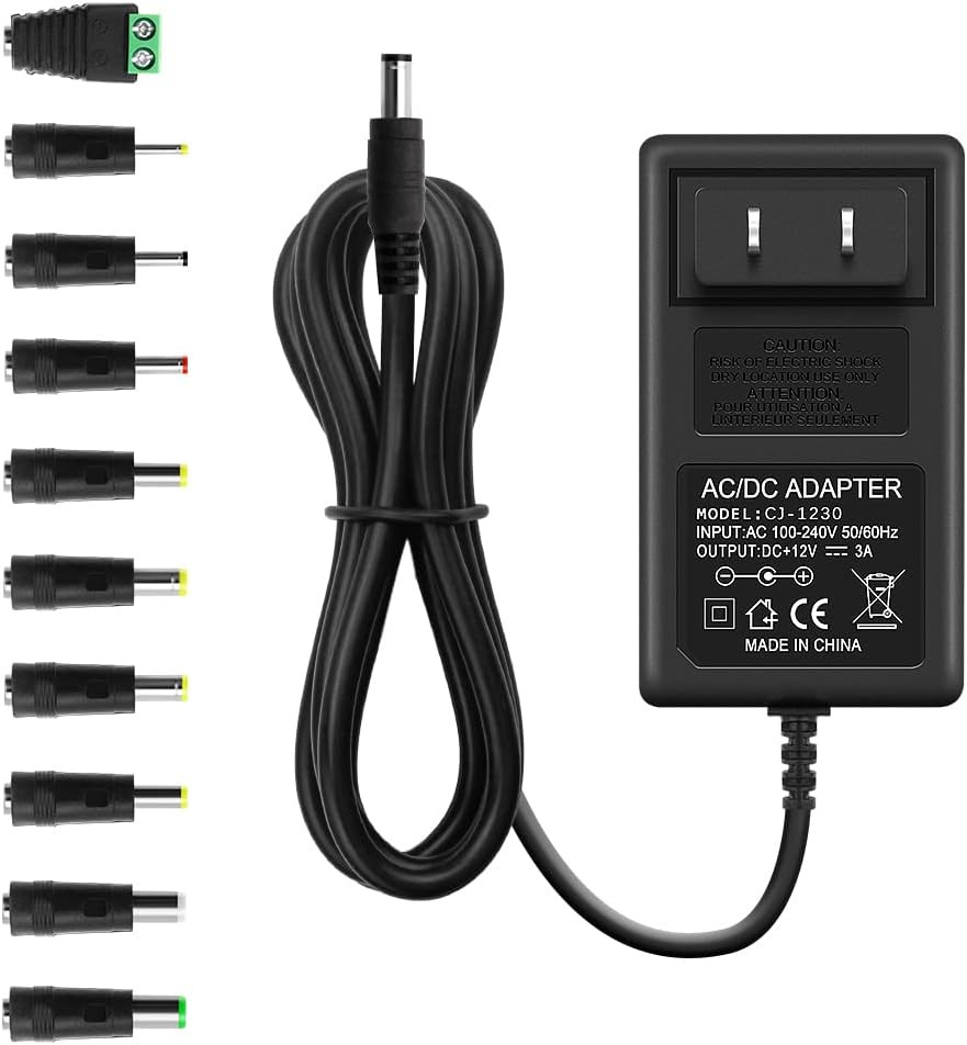 12V 3A Power Supply Adapter 36W Ac/Dc Charger AC 100V-240V to DC 12Volt 3Amp Pow
