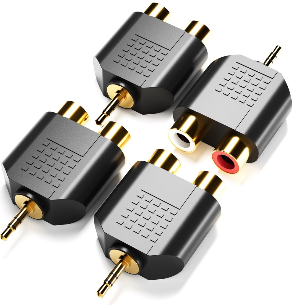 3.5MM to RCA Splitter Adapter, Gold Plated 3.5 mm TRS to Dual RCA Female Jack…
