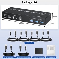 4X2 USB 3.0 UHD HDMI 2.0 Monitor USB 3.0 HDMI Displayport KVM Switch Box 4K@60Hz