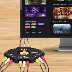 3 In 1 Out Component AV Video Switch Box, Composite 3 RCA AV Splitter RGB