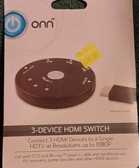 Brand New onn ONA17AV003 3-device HDMI Switch, Resolutions Up to 1080P