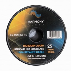 Harmony Audio 16 Gauge CCA Car Home Stereo Matte Blue Speaker Wire Cable 25 Feet