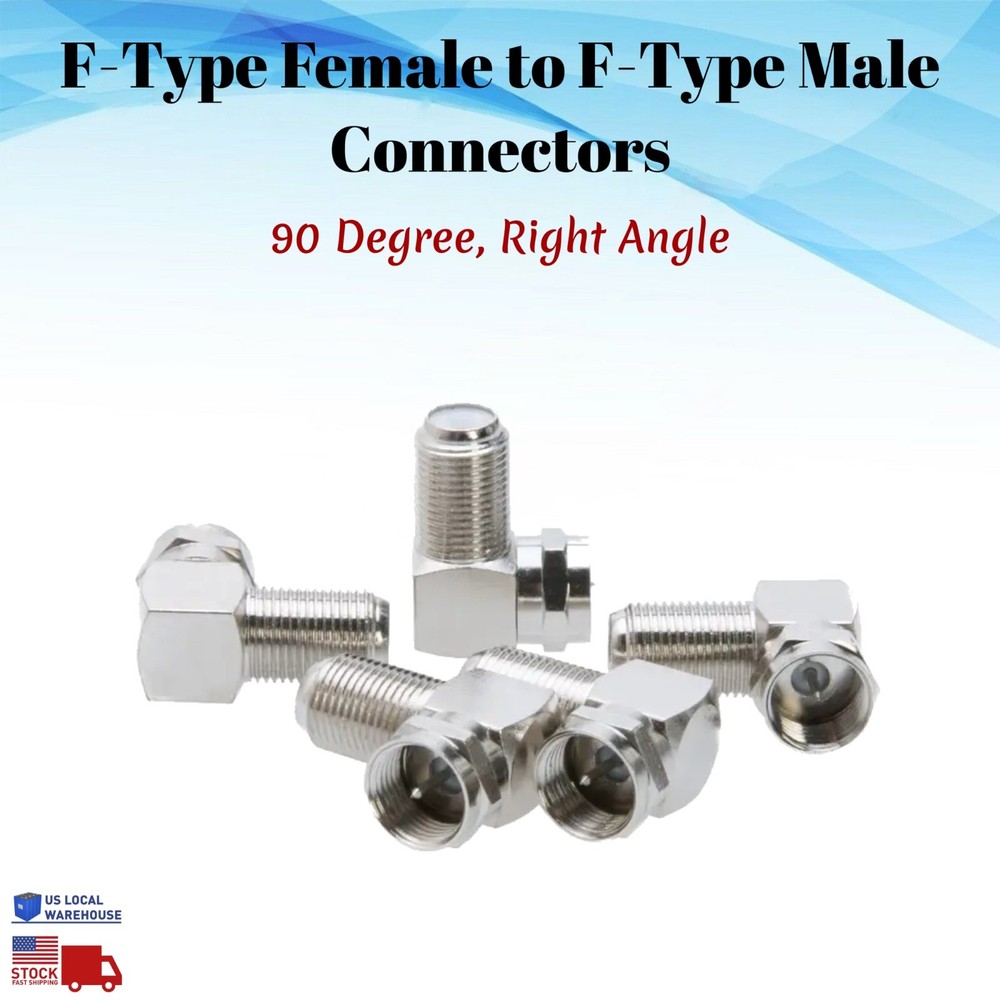 90 Degree Right Angle F Female to Male Connector Coax Adapter TV F-Type M/F Lot