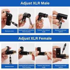 Togconn Adjustable 3-PIN Right Angle XLR Adapter 2 Pack, 90 Degree XLR Male/F…