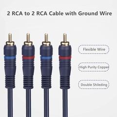 UIInosoo RCA Cable With Ground Wire, 6ft Turntable Gold Plated 2RCA Male to 2…