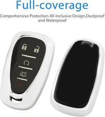 for Chevy Key Fob Cover With Keychain,Soft TPU Full Protection Style 1-silver