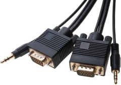 3FT SVGA Super VGA Male to Male Cable with 3.5mm Aux Audio Monitor TV 15 Pin