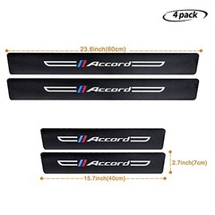 4PCS Carbon Fiber & Textured Leather Car Door Sill Protectors, Compatible with