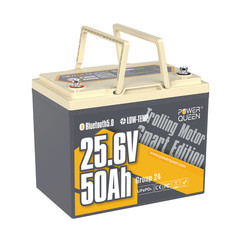 Used Power Queen 24V 50Ah Bluetooth LiFePO4 Lithium Battery for Trolling Motor