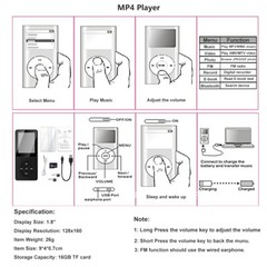 Portable Bluetooth MP4 MP3 Player 16G HIFI Music Speaker Media FM Radio Recorder