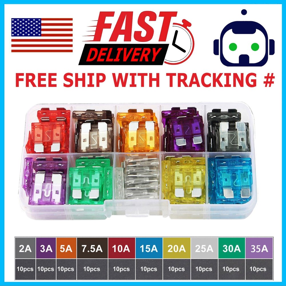 100pcs Car Automotive Medium Standard Fuses Auto Blade Fuse Assortment Kit APM