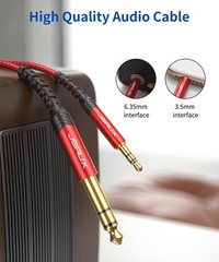 4FT 3.5mm to 1/4″ Male Audio Cable – Durable and Tangle-Resistant