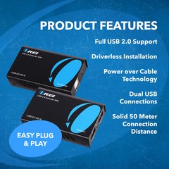 OREI USB Over CAT6/7 Extender Upto 165 Feet(USB-EX165-K)