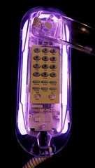 Vintage transparent clear acrylic trimline style desk purple neon telephone