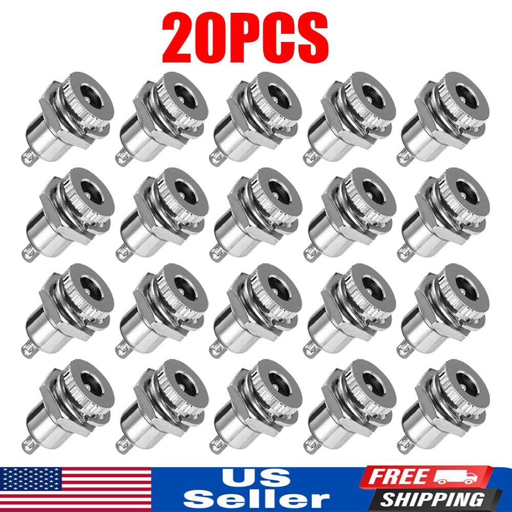 20Pc DC Power Supply Jack Plug Socket Female Panel Mount Connector 5.5mm x 2.1mm