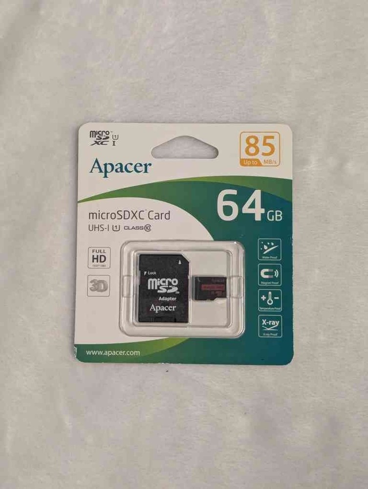 Apacer UHS 1 Class 10 64 GB Micro SDXC Memory Card with adapter 64GB MicroSD