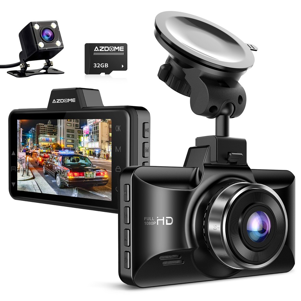 AZDOME Dual Lens Dash Cam ADAS 1080P FrontRear Car DVR Driving Recorder G-Sensor