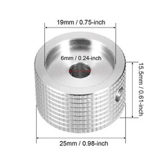 uxcell Stereo Knob, 25x6x15.5 mm Aluminium Alloy, Volume 2 Packs, Silver
