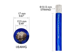 1/0awg Tinned OFC Copper Cable Marine Grade Power Wire Ultra Flexible 15 foot