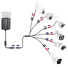 DC Power Splitter Cable 5.5mm x 2.5mm 1 to 6 Way CCTV Cameras LED Light Strip