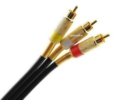 1ft Premium Grade 3-RCA Male to 3-RCA Male 24k Gold-Plated Audio/Video Cable