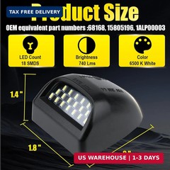 BFXM 2 PCS License Plate Light, Full LED Tag Lights, 6500K White Lamp Assembly R