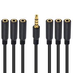 3.5mm TRRS 4-Pole Male to 5/6 Way Female Stereo AUX Audio Splitter Cable