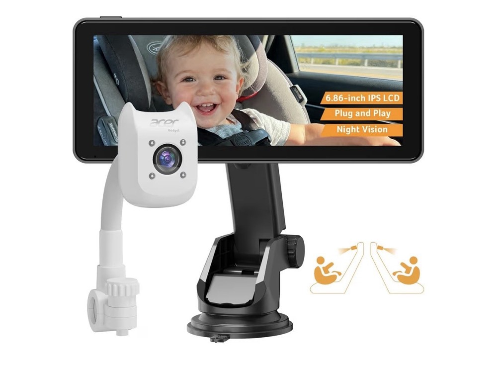 Gadget 6.86″ IPS LCD Rear View Monitor Kit Night Vision 360° Rotating