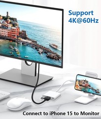 USB-C Digital AV Adapter for iPhone 15, Multiport AV Adapter with 4K HDMI Output