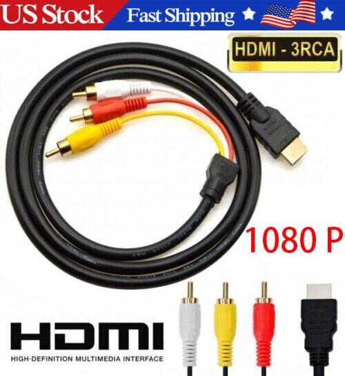 1080P HDMI Male To 3 RCA Video Audio AV Component Converter Adapter Cable HDTV