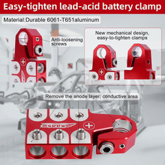 Kaas 6-Way Lead Acid Battery Terminal Connector, Colored Anode (Red/Blue) Set, f