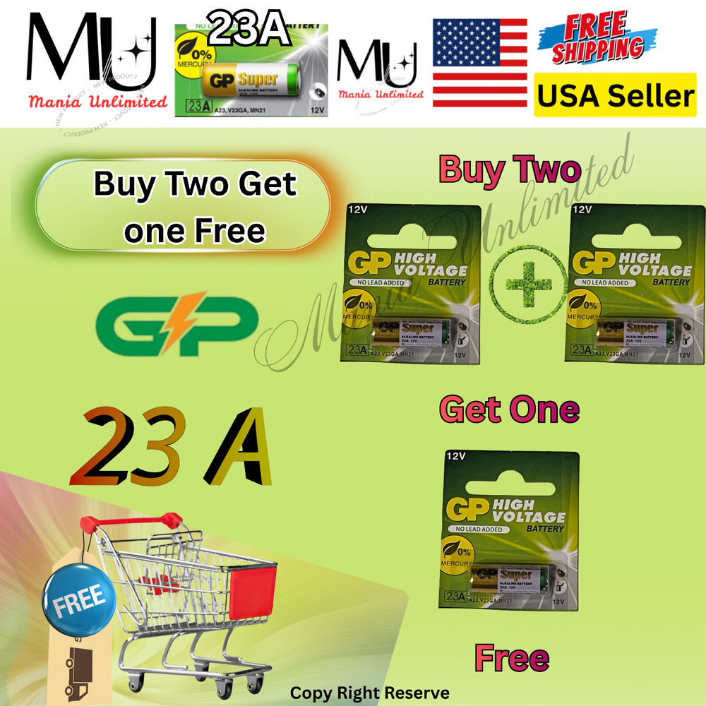 GP 1 X PACK A23 12V Alkaline 23-A replacement battery For Remote Garage Key Fobs