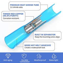 500/100x Waterproof Heat Shrink Butt Splice Wire Connectors Crimp Terminals Kits