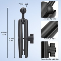 1″ Ball Adapter Double Socket Arm for RAM B, Phone Tablet Mount Extension 7.48″