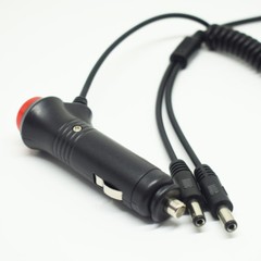 1pc 1.8M Red “Push ON” Button Car Cigarette Plug to Dual DC 5.5×2.1mm Male Cable