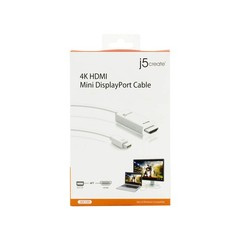 j5create Mini DisplayPort to 4K HDMI Cable- Supports up to 4K x 2k @ 30Hz & 3D V