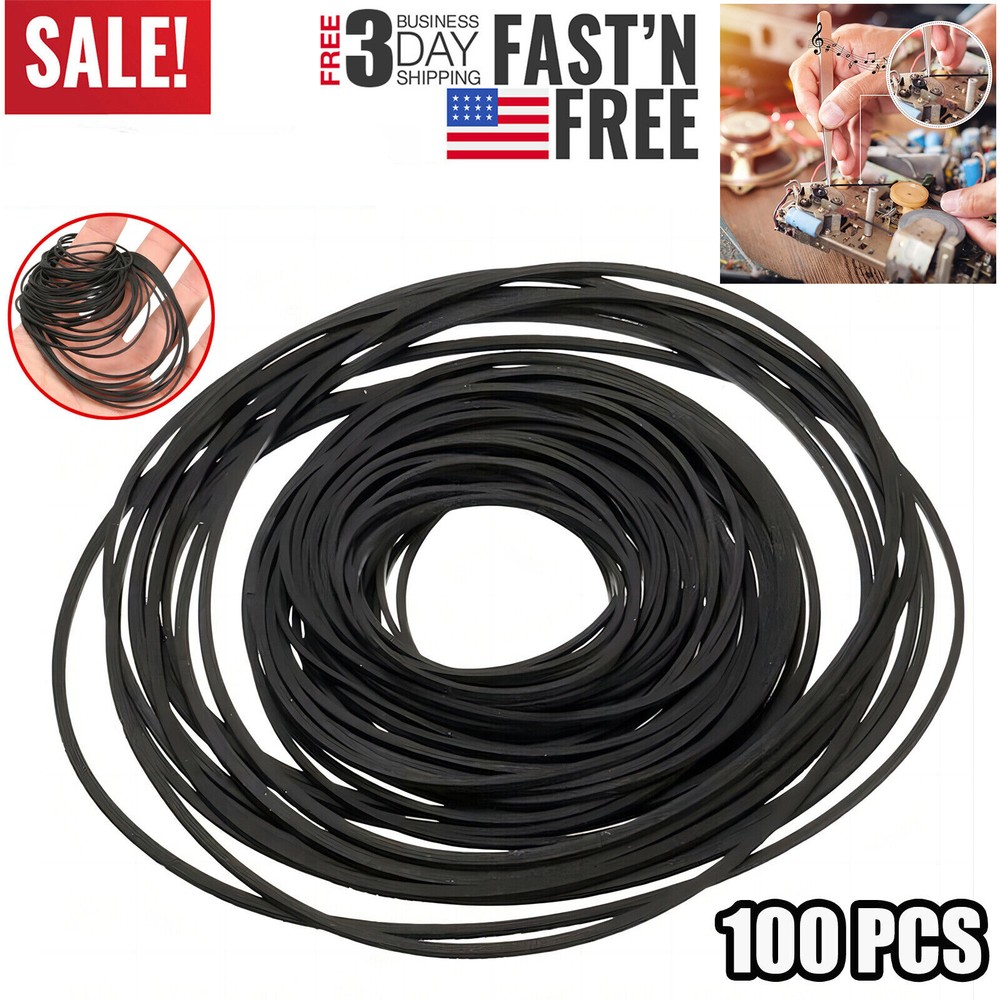 100 PCS Square Rubber Drive Belt Replacement For Cassette Player Recorder Repair