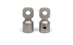 KnuKonceptz 1/0 Gauge Set Screw Ring Terminals Pair Nickel Silver w Heat Shrink