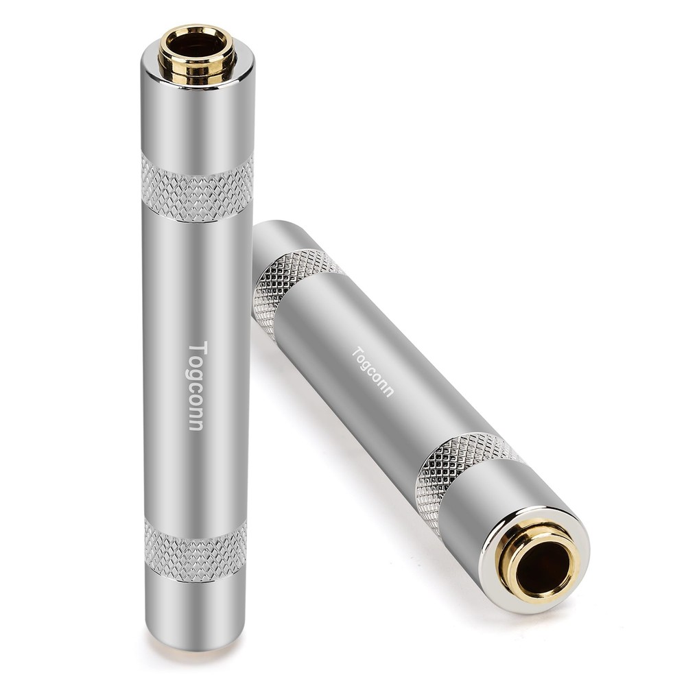 1/4 Inch TRS/TS Female to Female Gold-Plated Coupler, 2 Pack