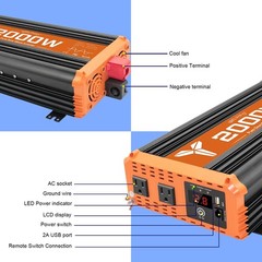2000 watt Pure sine Wave car Inverter 24V DC to 120V AC Inverter for RV, Truck