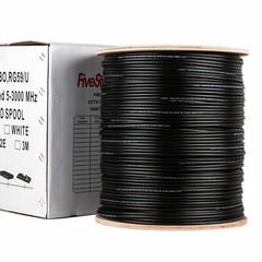 RG59 Black 500ft Bulk Siamese Cable 20AWG+18/2 CCTV Security Camera Wire Network