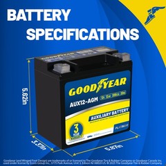 Goodyear Group 401 12V 12 AH, 20RC, 200 CCA Platinum AGM Auxiliary Battery