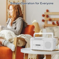Portable Cassette Player Recorder Boombox with AM/FM Radio, AC or Battery Pow…