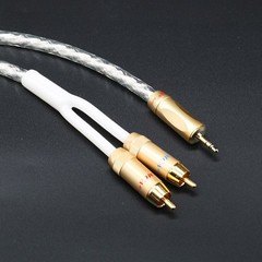 Original MCA Stereo 3.5mm to 2RCA Audio Cable Silver Plated Hi-Fi For Auidophile