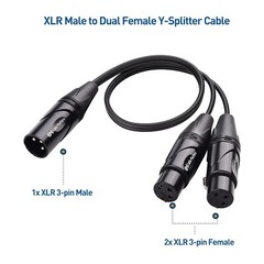 Cable Matters Balanced XLR Splitter Cable 1.5ft / 0.5m XLR Y Splitter Cable 2