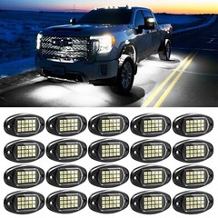 12/16/20/24 Pods Pure White LED Rock Lights, Underglow Underbody Glow Lights Kit