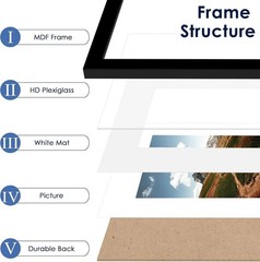 10×13 Picture Frames Set of 6, Display Pictures 9×12 with 10×13, Black